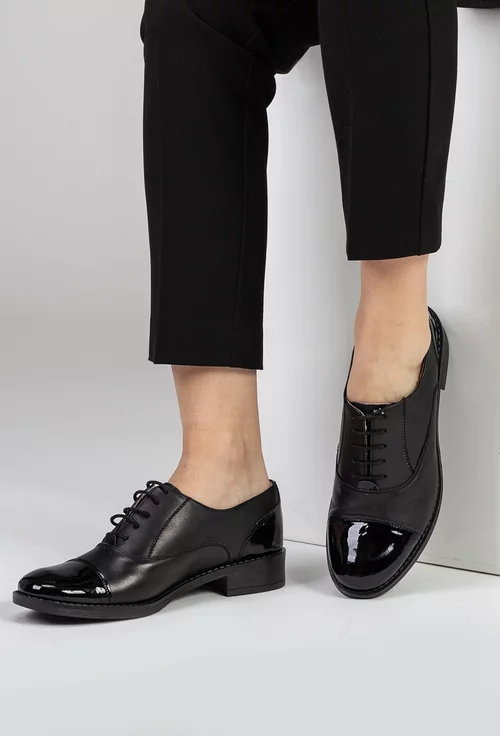 Diversity simply overlook Pantofi Oxford din piele naturala negri Carina | Dasha.ro
